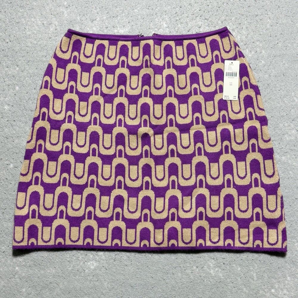 Maeve By Anthropologie Mod Sweater Mini Skirt Magenta Combo Size XS Purple Retro